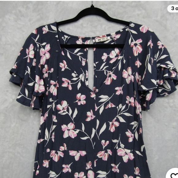 Billabong Fluttering Heart floral Blue Jumpsuit Small - Picture 3 of 9